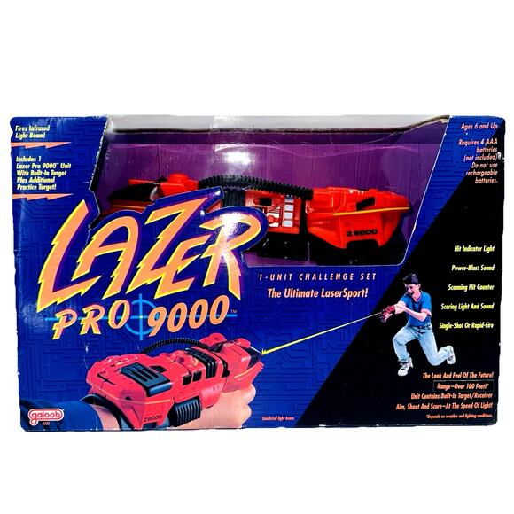 NEW NIB Vintage Galoob '91 100ft Lazer Pro 9000 Toy Gun Infrared Light Tag Sound - Picture 1 of 8